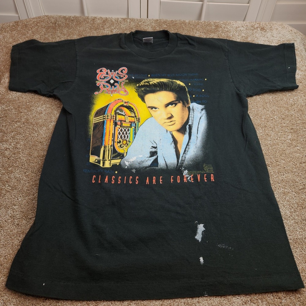 Vintage 1993 Elvis Presley Classics Are Forever T-Shirt Black Large Fruit Loom